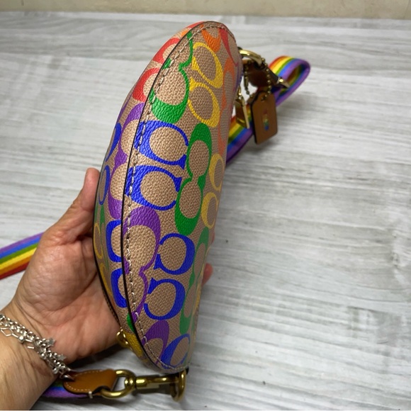 Coach Bethany Belt Bag Fanny Pack Rainbow Signature Tan Canvas Multicolor Belt - Picture 8 of 15